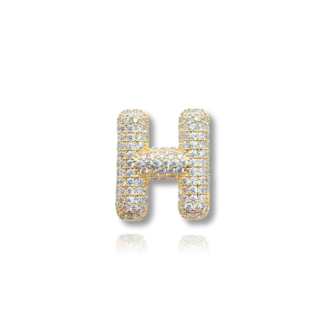 Pingente Letra H Inspiração Hailey Cravejada Cristal Dourada